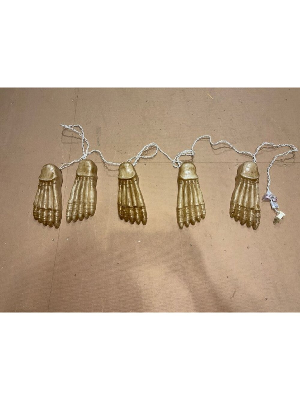 Halloween Lighted Blow Mold 5 Life Size Skeleton Feet Vintage Spooky Blinks Fun